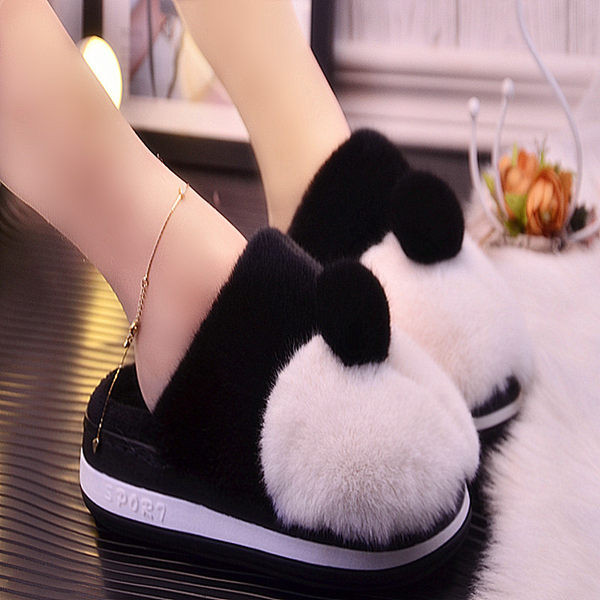 Зимни домашни пантофи с пух