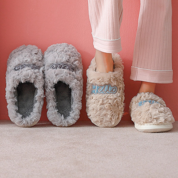 Пухени дамски чехли с надписи - няколко цвята