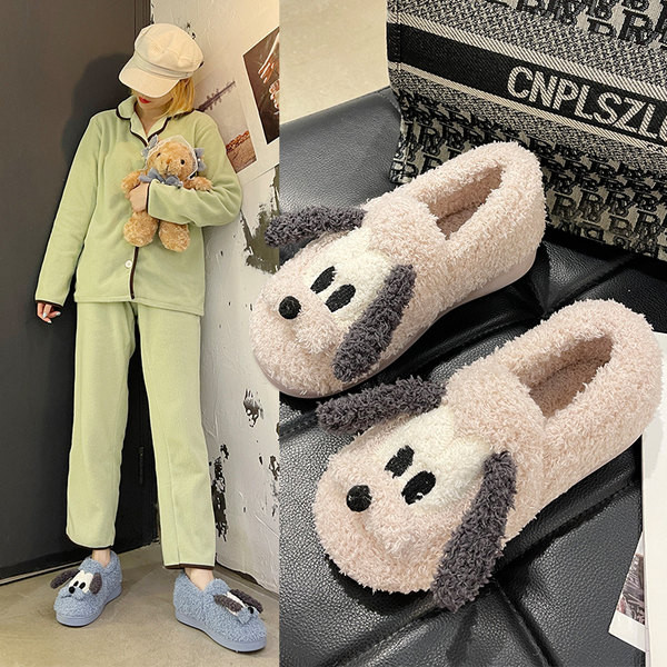 Пухени пантофи с бродерия и 3D декорация 