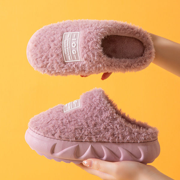 Дамски домашни чехли с висока подметка 5см и надпис