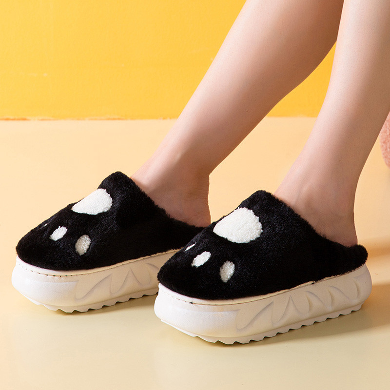 Дамски домашни чехли с висока подметка 5см и надпис