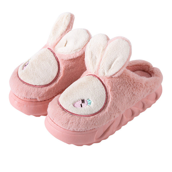 Дамски пухени домашни чехли с 3D елемент уши