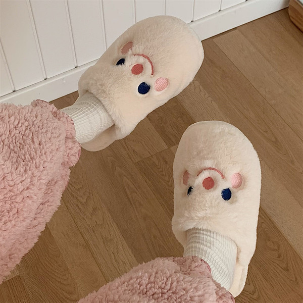 Ženske tople kućne papuče s vezom