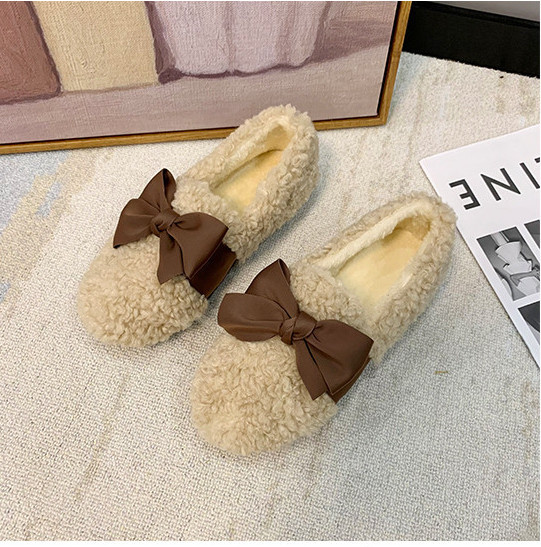 Дамски модерни меки пантофи с панделка