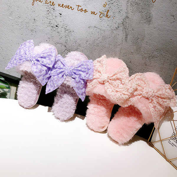 Домашни дамски чехли с панделка 