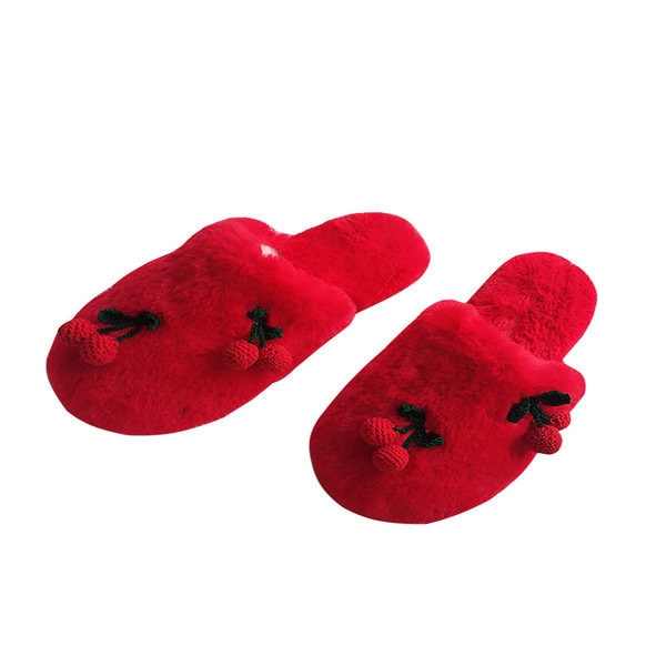 Домашни пухени чехли с 3D череши