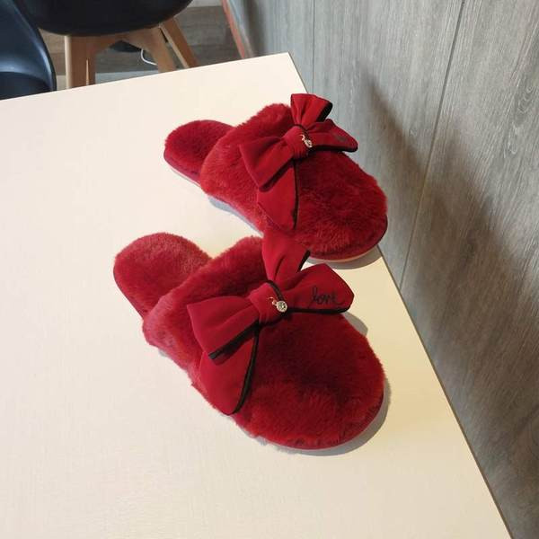 Домашни чехли с панделки в бордо цвят