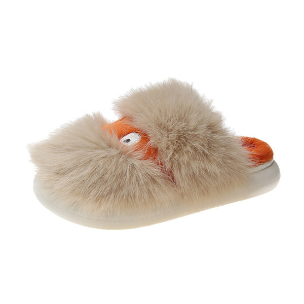 Дамски домашни чехли с пух -два цвята