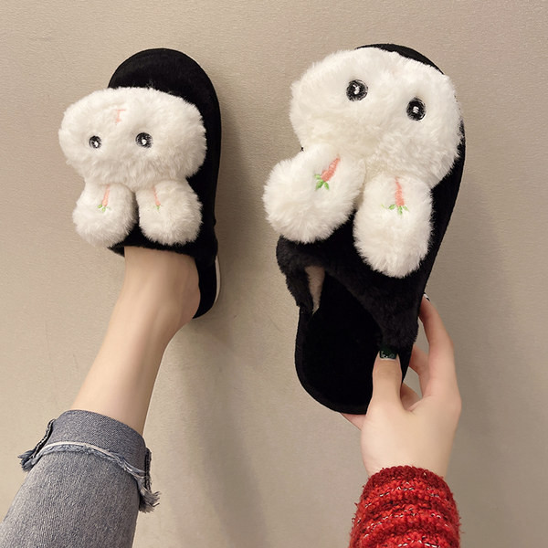 Домашни  пухени чехли с 3D елемент