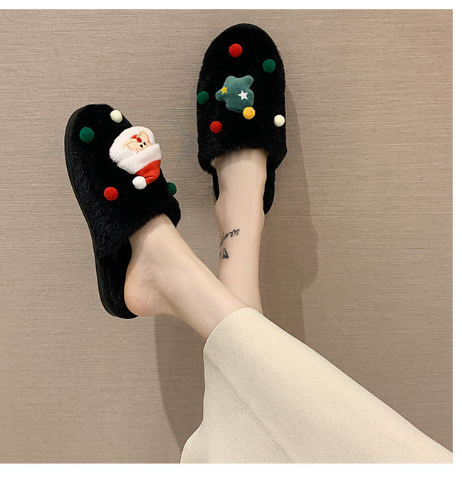 Коледни домашни пухени чехли 