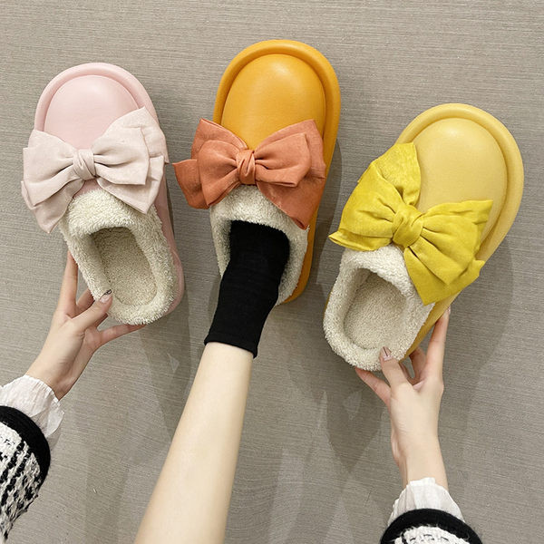 Домашни чехли с панделка и топла подплата