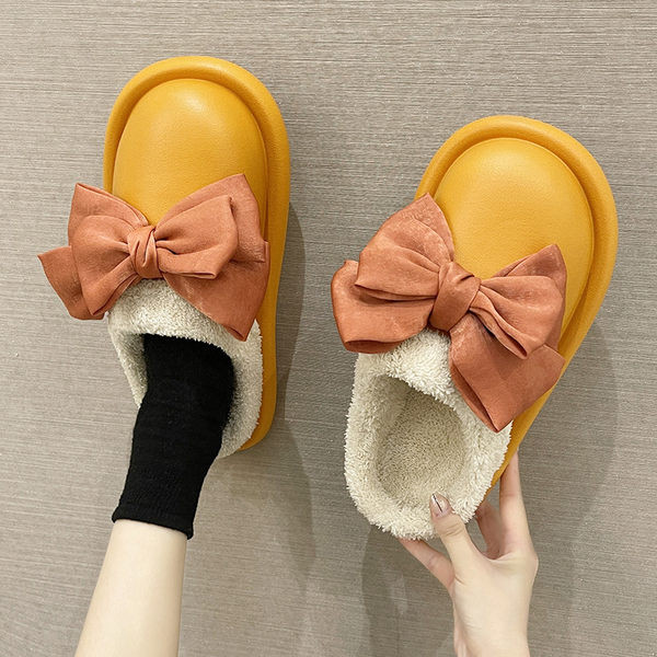 Домашни чехли с панделка и топла подплата