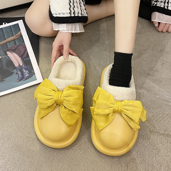 Домашни чехли с панделка и топла подплата