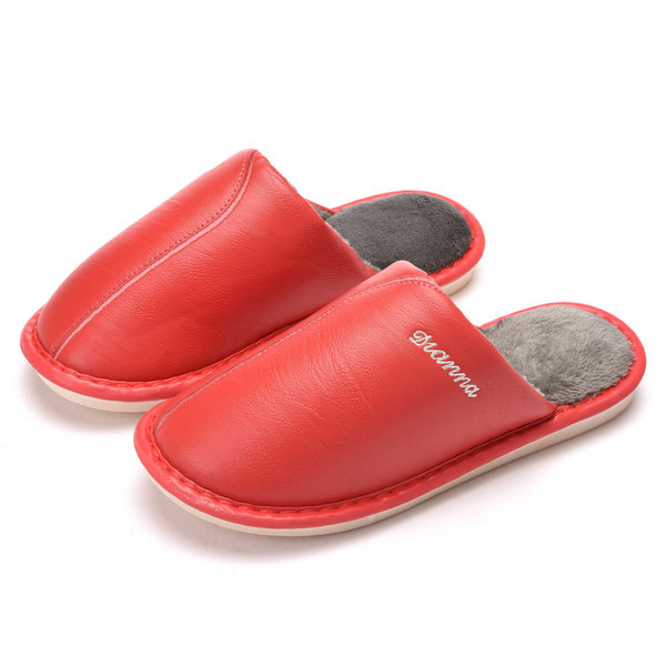 Papuci de casă din piele ecologică cu căptușeală caldă