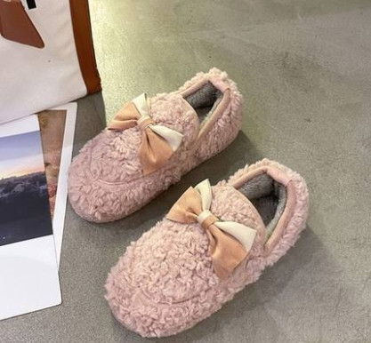 Меки дамски пантофи с панделка и неплъзгаща се подметка