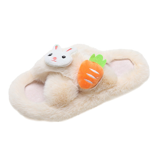 Papuci de casă deschisi pentru femei cu aplicație de iepure