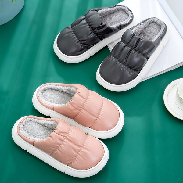 Papuci de casa cu captuseala din puf in mai multe culori