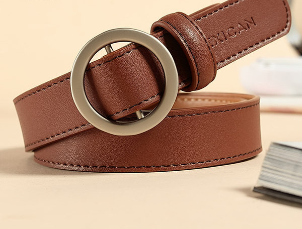 Curea de dama din piele cu catarama rotunda