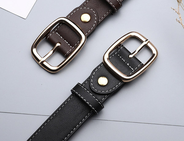 Дамски кожен колан с метална катарама два цвята 