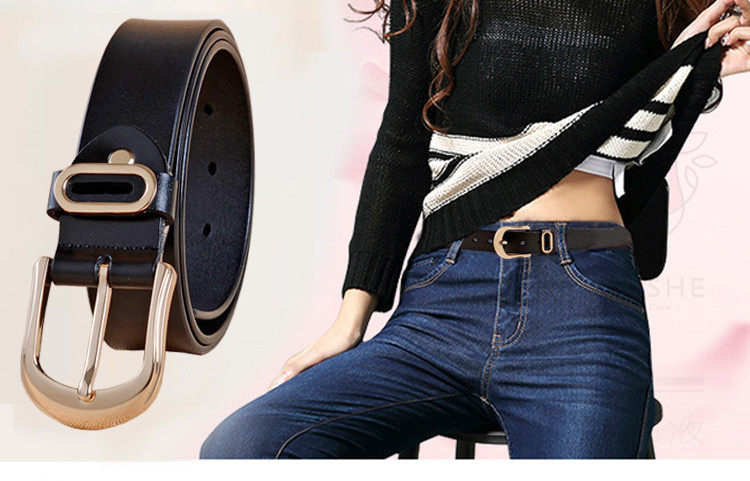 Стилен дамски колан широк модел с метален елемент