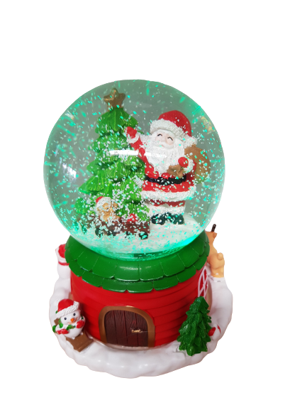 Коледна фигурка Ahelos,  Преспапие, Музикално, Светещо, 15х9 см