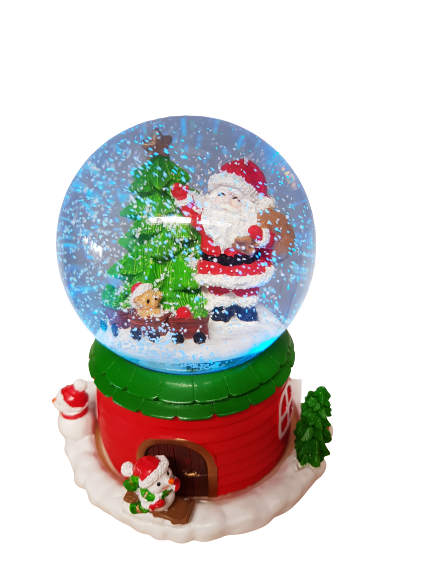 Коледна фигурка Ahelos,  Преспапие, Музикално, Светещо, 15х9 см