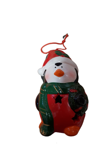 Коледна украса Ahelos, Пингвин, Светещ, Керамичен, 10 см
