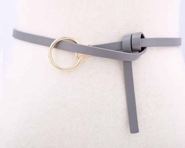 Дамски ежедневен тънък колан с метална декорация 