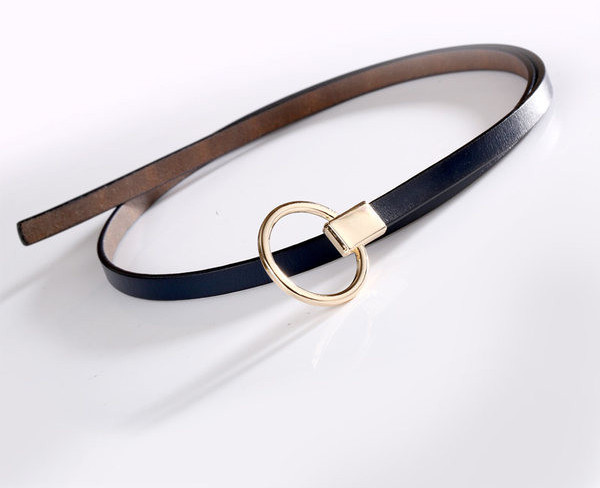 Дамски ежедневен тънък колан с метална декорация 