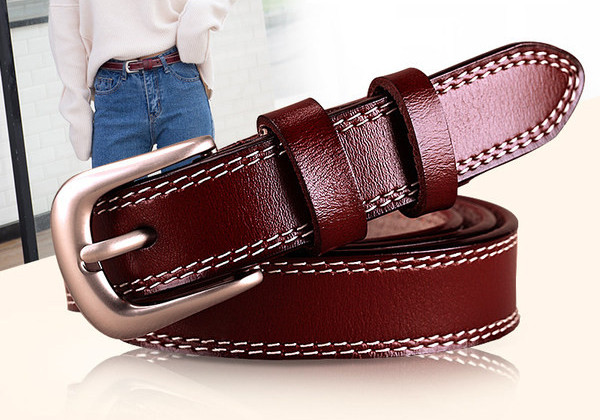 Дамски едноцветен колан от изкуствена кожа