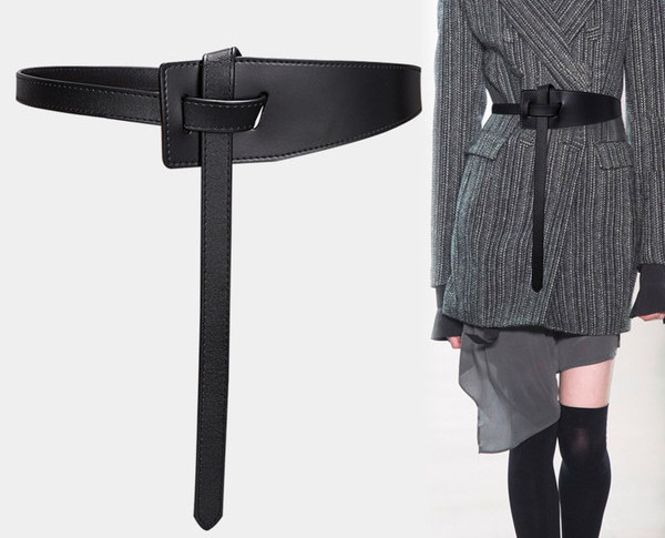 Кожен дамски колан за кръста в кафяв и черен цвят