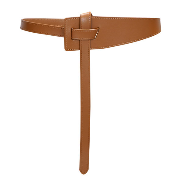 Кожен дамски колан за кръста в кафяв и черен цвят