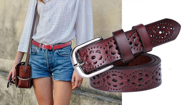Cureaua de dama moderna din piele ecologica perforata