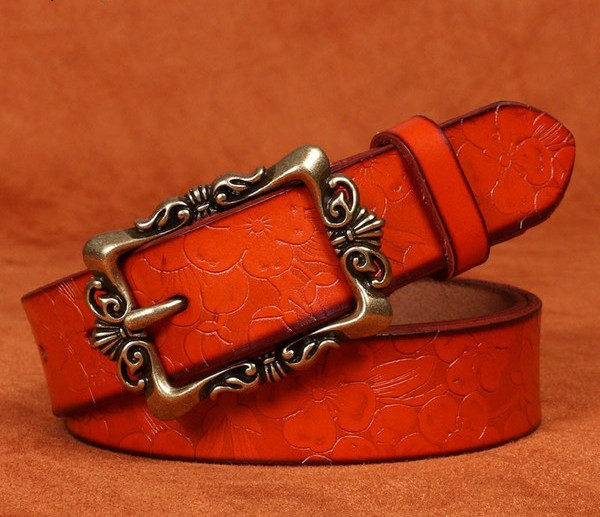 Női bőr öv fém csattal - többféle színben