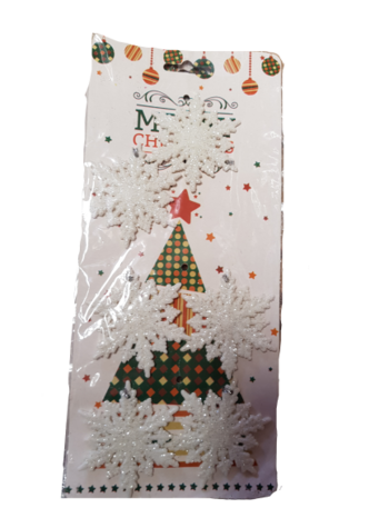 Коледна украса Ahelos, Снежинки, 6 броя комплект, 6 см