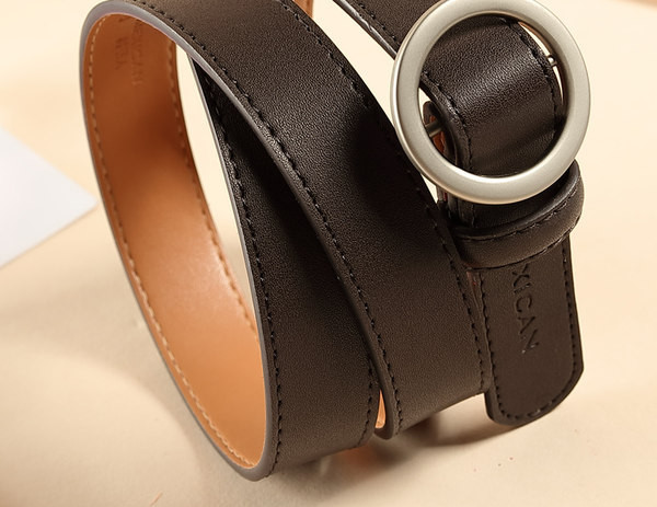 Curea de dama din piele cu catarama metalica rotunda