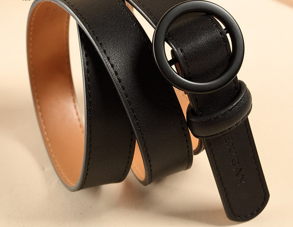 Curea de dama din piele cu catarama metalica rotunda