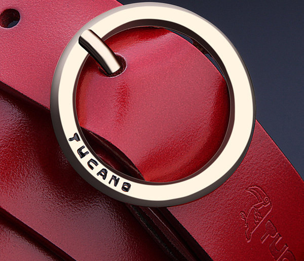 Ženski moderan kožni remen s okruglom kopčom