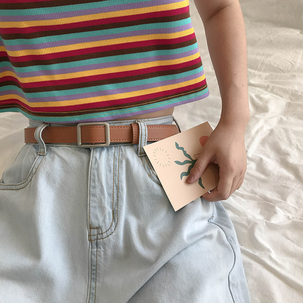 Кожен дамски колан с метална  катарама