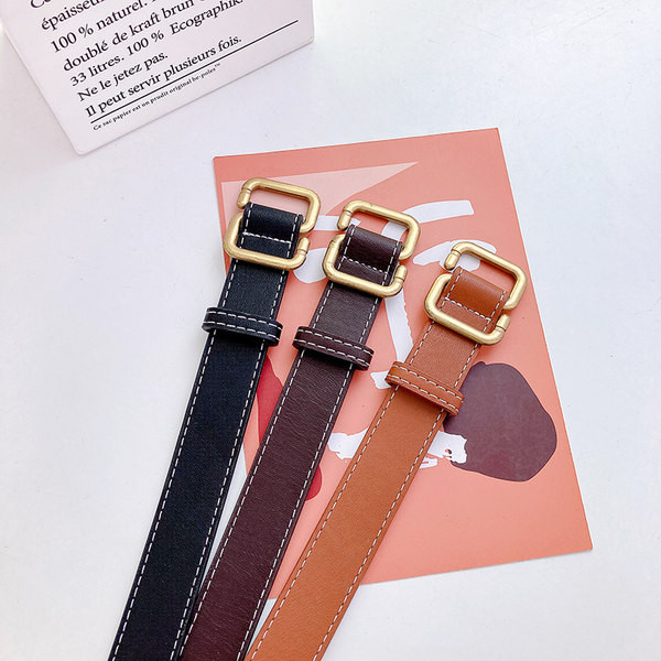 Curea subțire din piele cu cataramă metalică