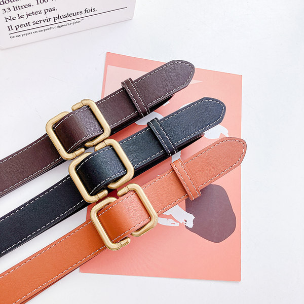 Curea subțire din piele cu cataramă metalică