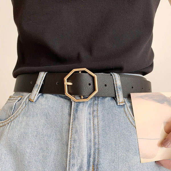 Modern női ökobőr öv fém csattal