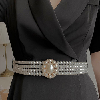 Модерен дамски колен с перли и метално закопчаване