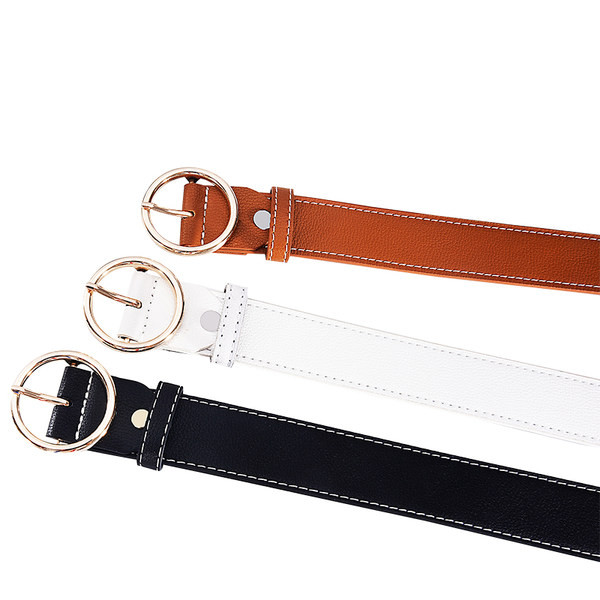 Új modell női bőr öv kerek fém csattal