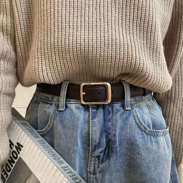 Női bőr öv arany csattal