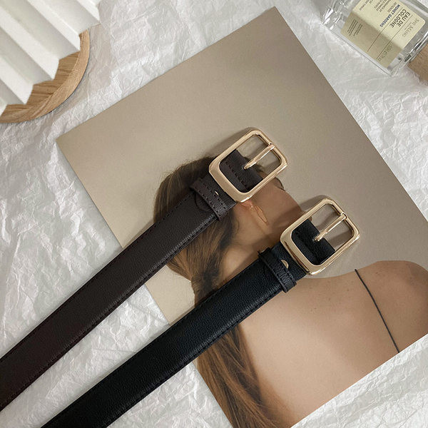 Női bőr öv arany csattal