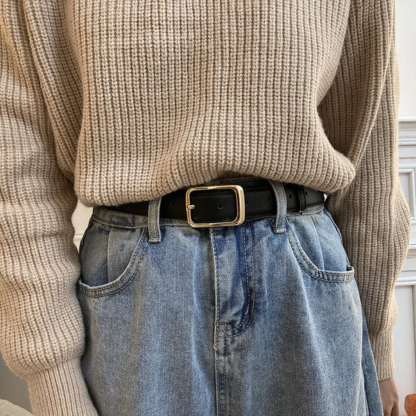 Női bőr öv arany csattal