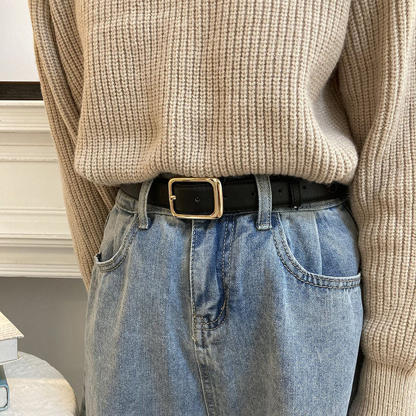 Női bőr öv arany csattal