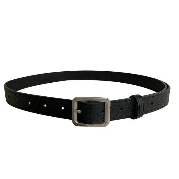 Női fekete műbőr öv szögletes csattal