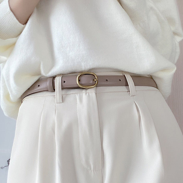 Női vékony bőr öv fém csattal